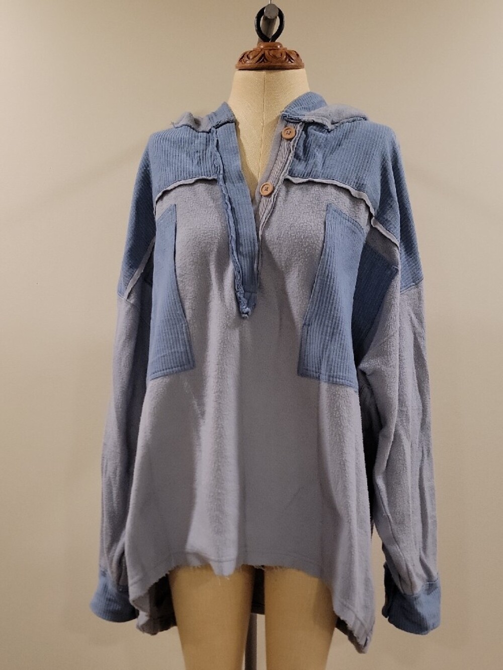 Free People light blue and beige sweatshirt hoodie